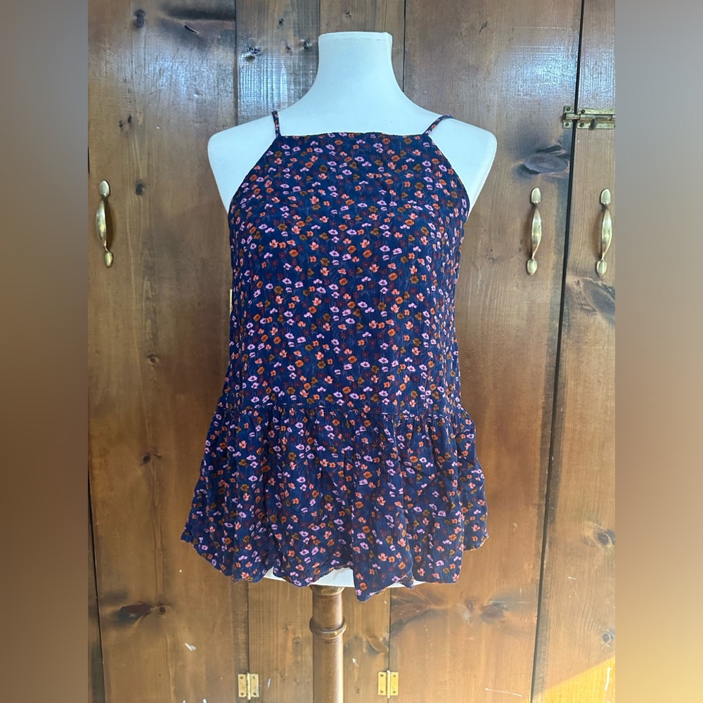 Mossimo women’s sz medium halter floral blue peplum top